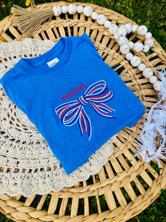 Embroidered School Spirit, Bow T-Shirt!