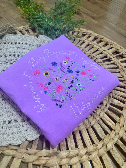 Philippians 4:6-7 Embroidered T-Shirt