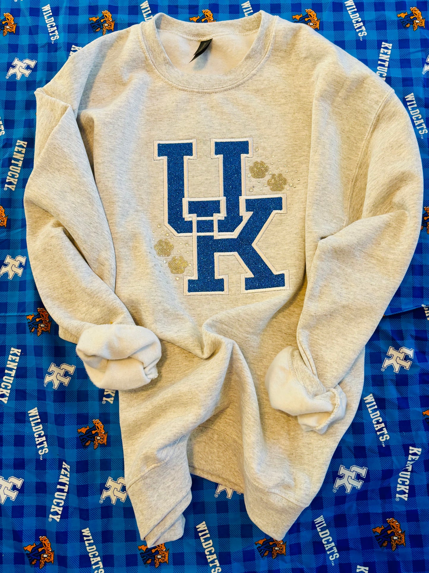 UK Glitter Embroidered Crewneck