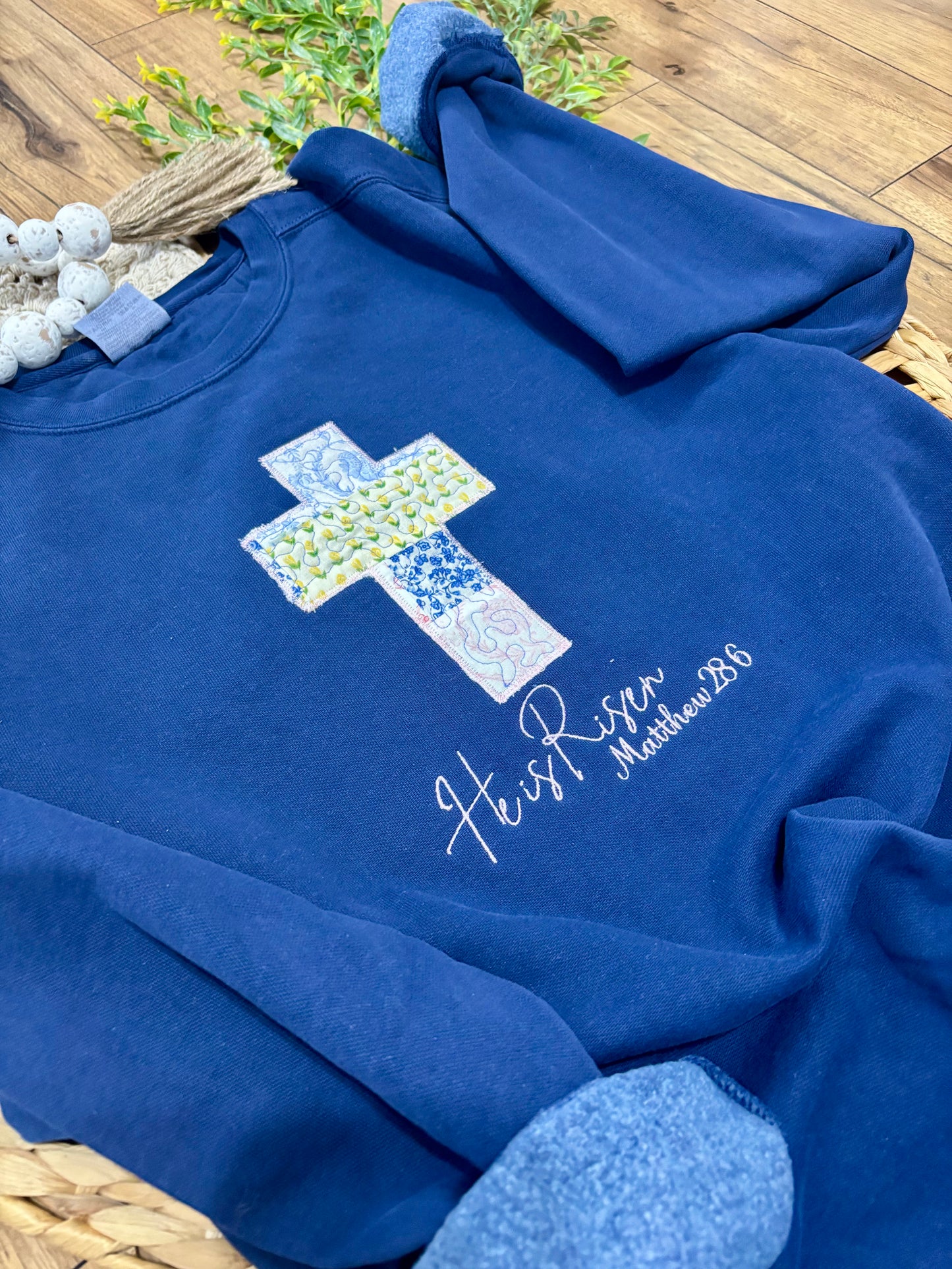 Handmade - Piecework quilted Cross - Embroidered