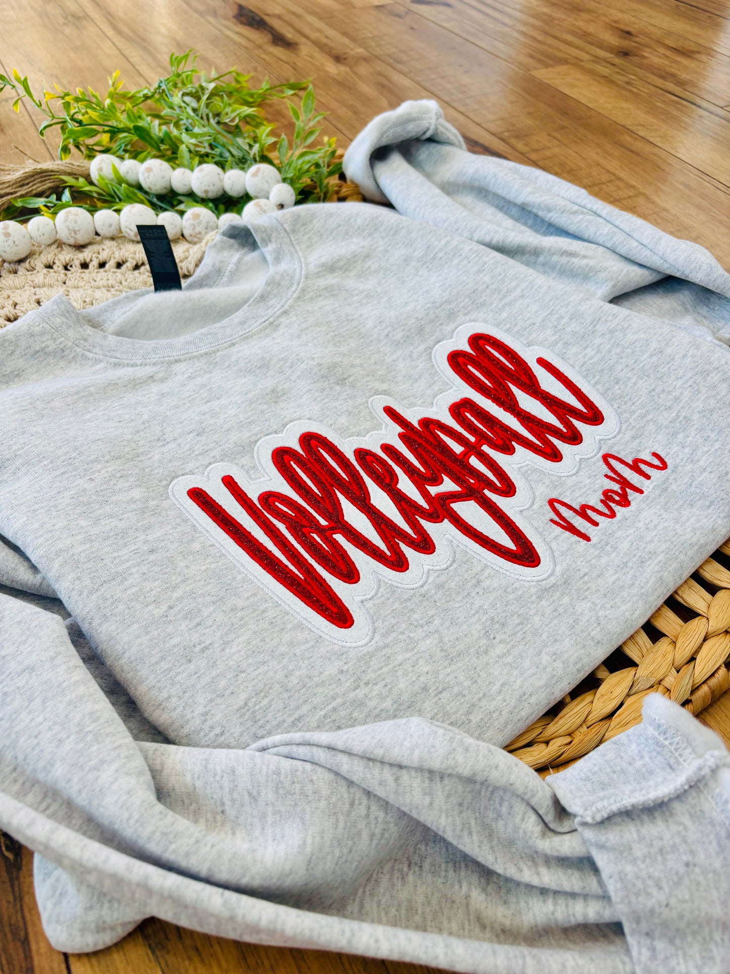 Volleyball Mom - Double Glitter Applique Embroidery (Side Cut out embroidery add on)