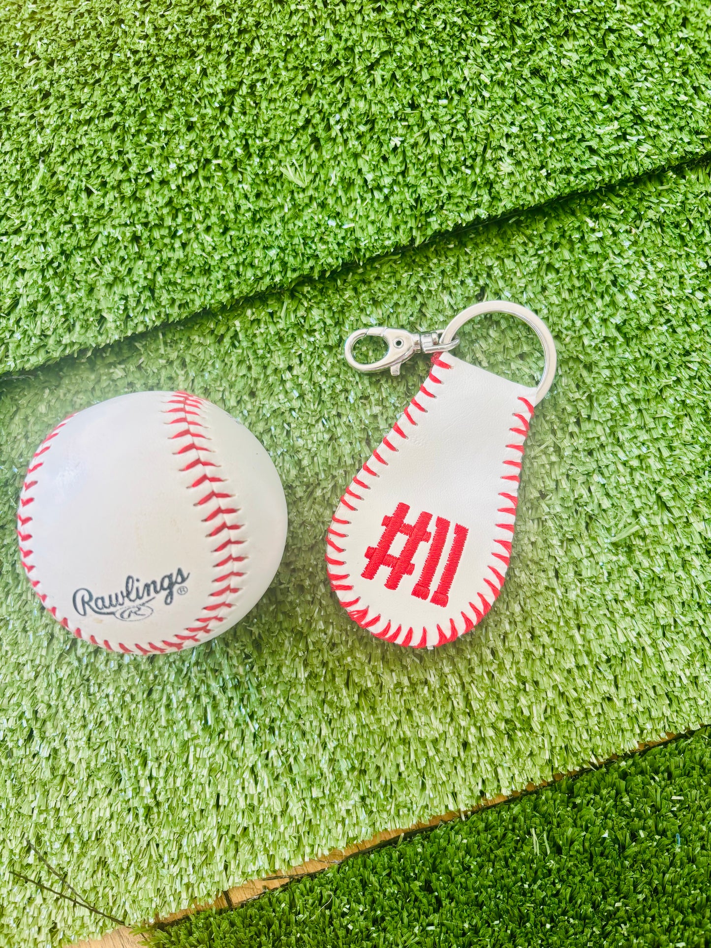 Custom Baseball or Softball key ring/bag tag!