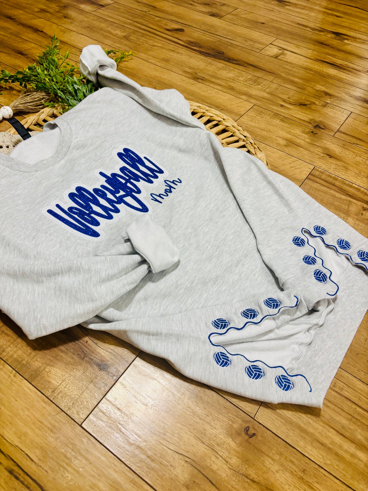 Volleyball Mom - Double Glitter Applique Embroidery (Side Cut out embroidery add on)