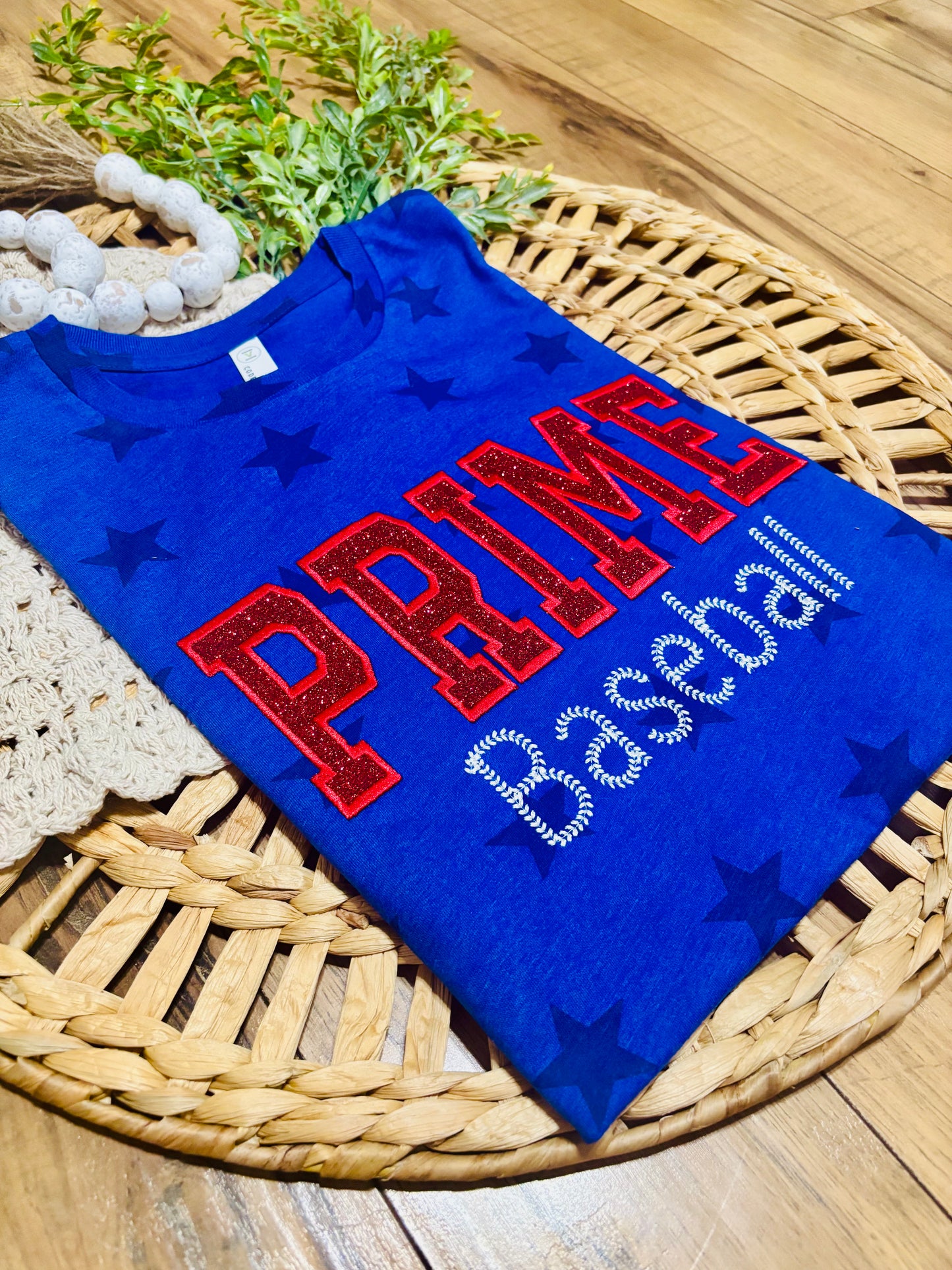 Prime Baseball - Glitter embroidered T-Shirt (blue with stars)