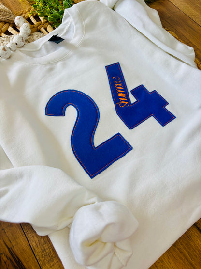 Number Embroidered Crewneck