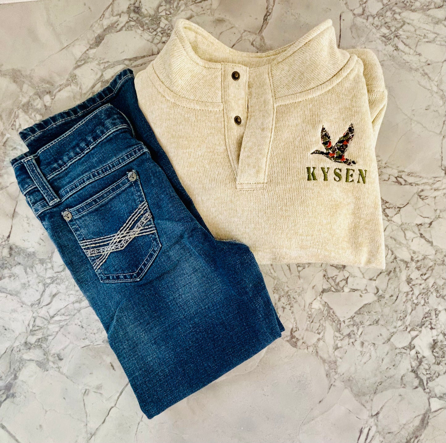 Boy's Camo Duck Sweater - Embroidery