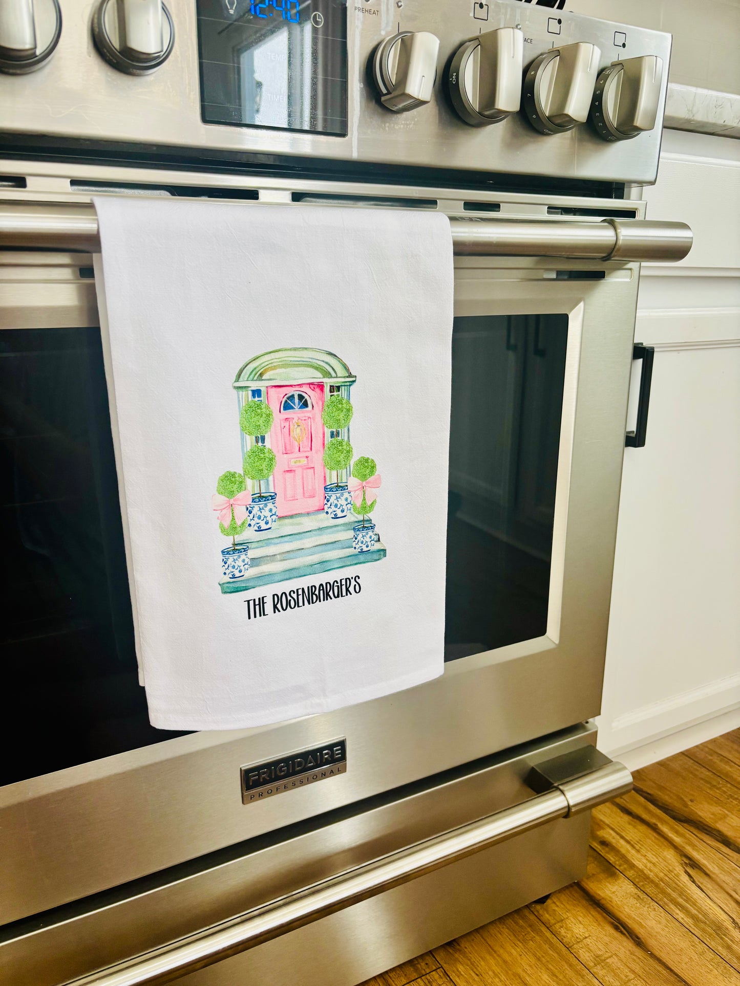 Personalized Chinoiserie Last Name Tea Towel (Printed)