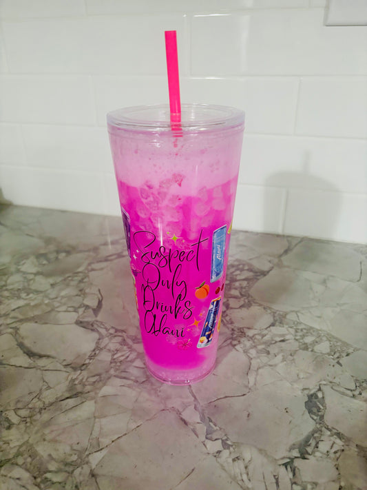 Suspect only drinks alani, 24 ounce snowglobe tumbler!