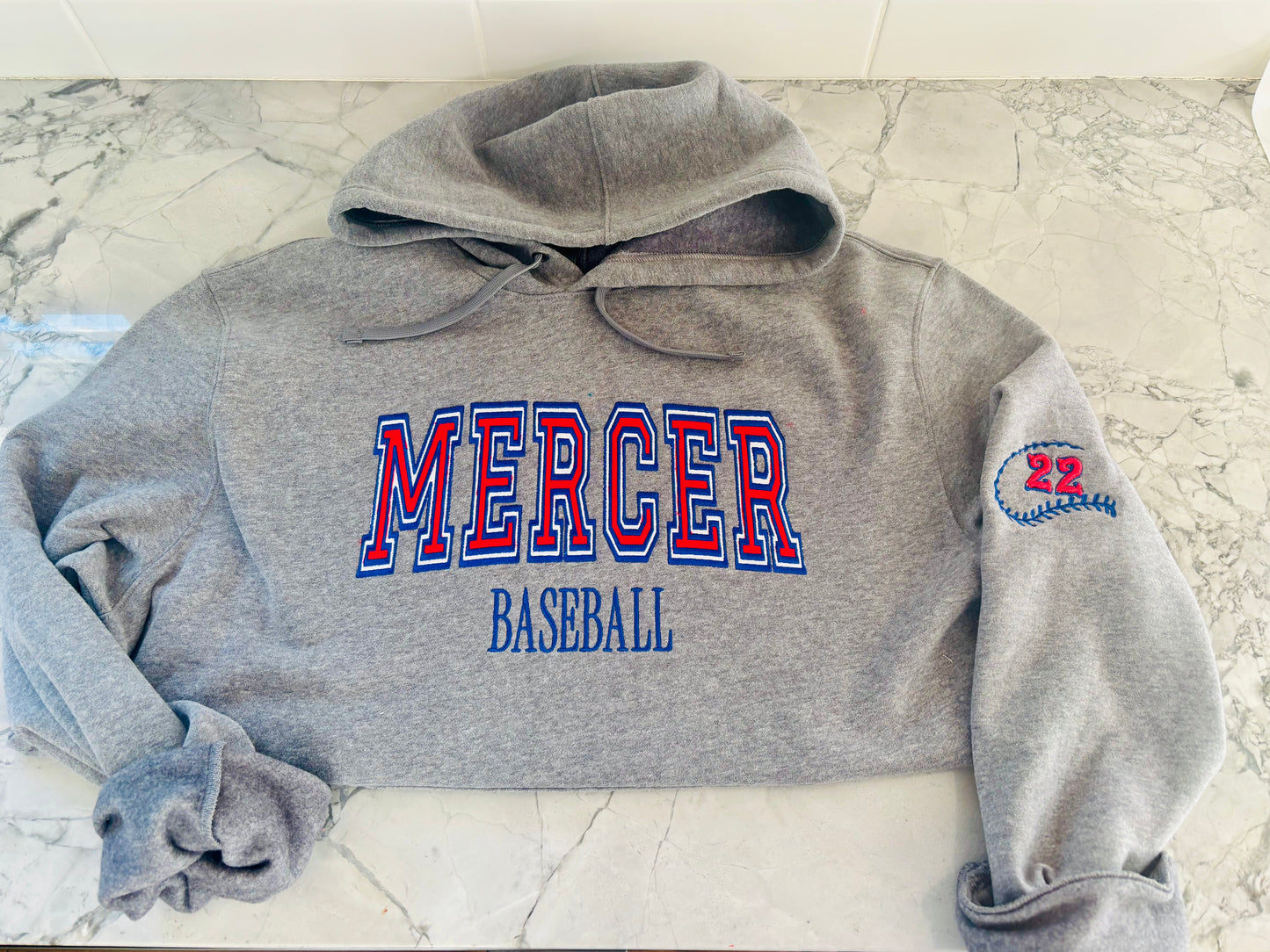 Mercer Double applique Embroidery - Baseball Edition