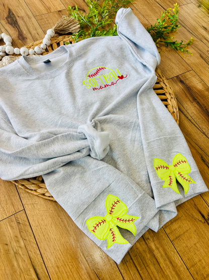 Softball Mama Embroidered crewneck