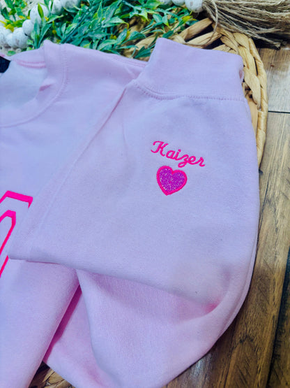 Pink on Pink on Pink - Customizable embroidered sweatshirt!