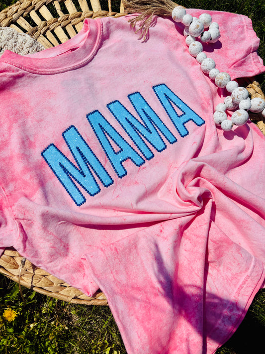 MAMA - Pink Tie Dye Embroidery