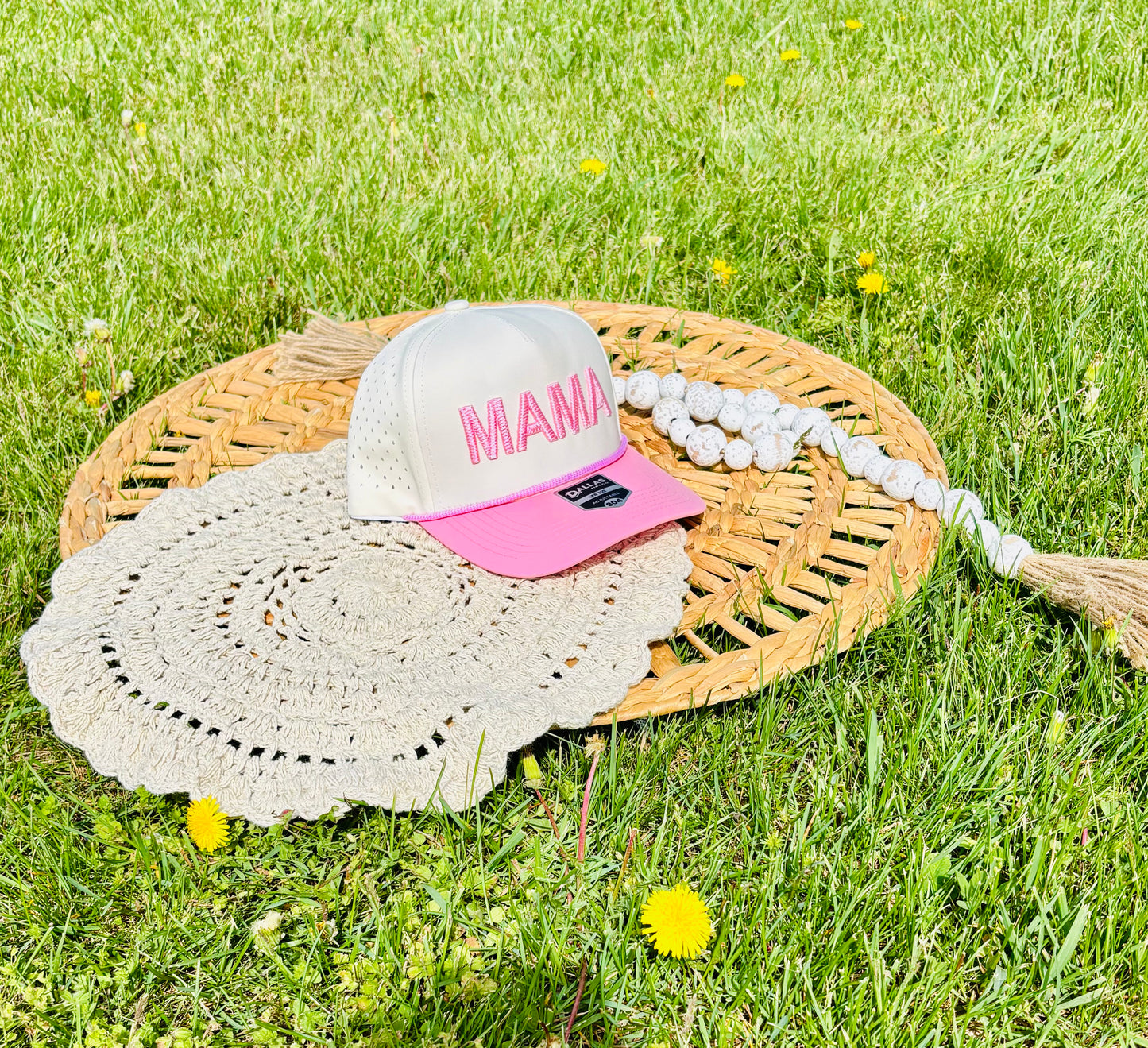 MAMA Pink - 3D Puff Embroidered Rope Hat