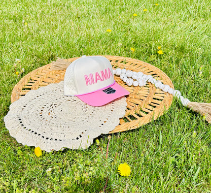 MAMA Pink - 3D Puff Embroidered Rope Hat
