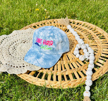 Lake Hair, don't care - Embroidered Tie dye hat