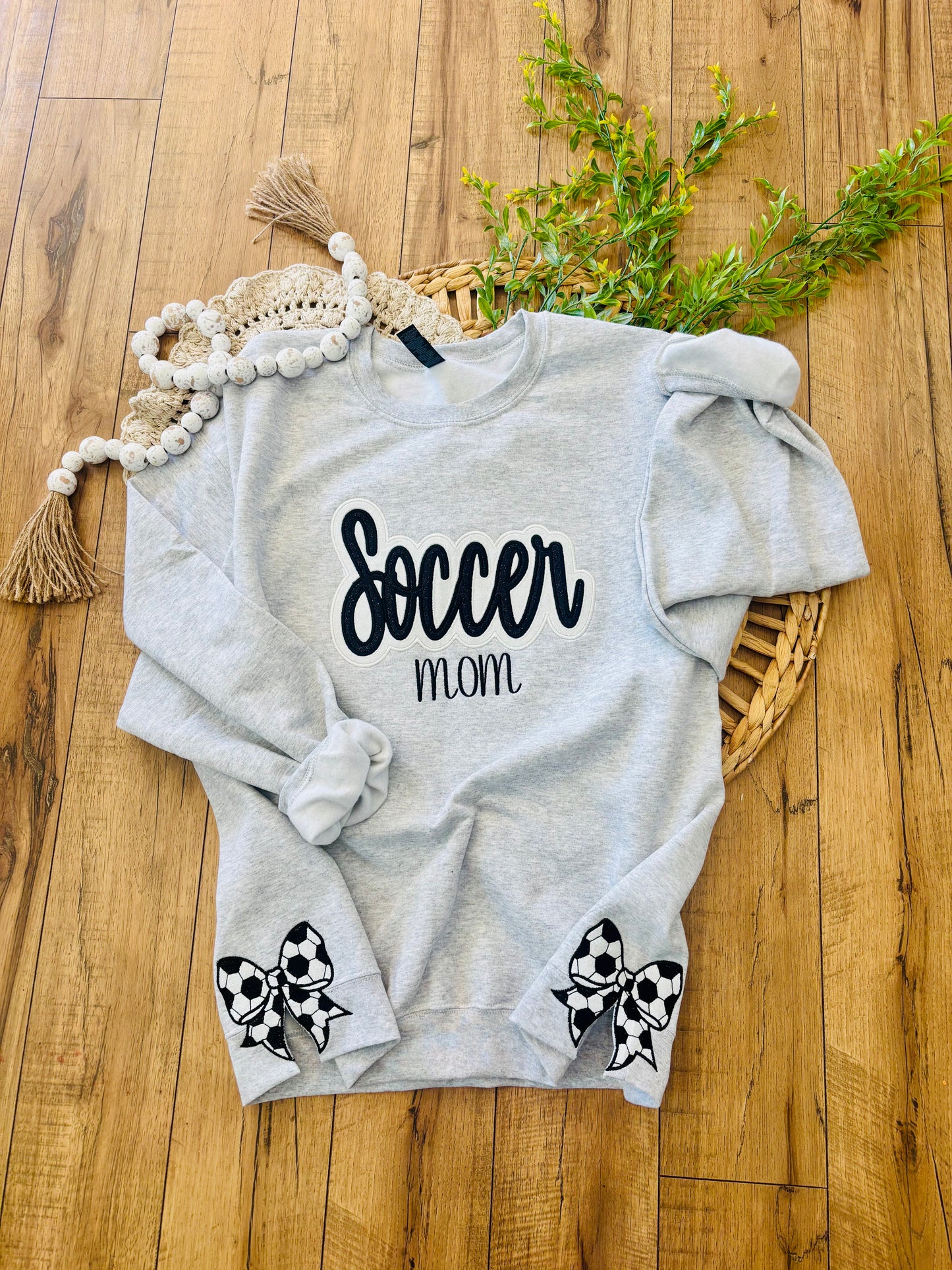 Soccer Mom Embroidered Crewneck - Side Bow Cut outs