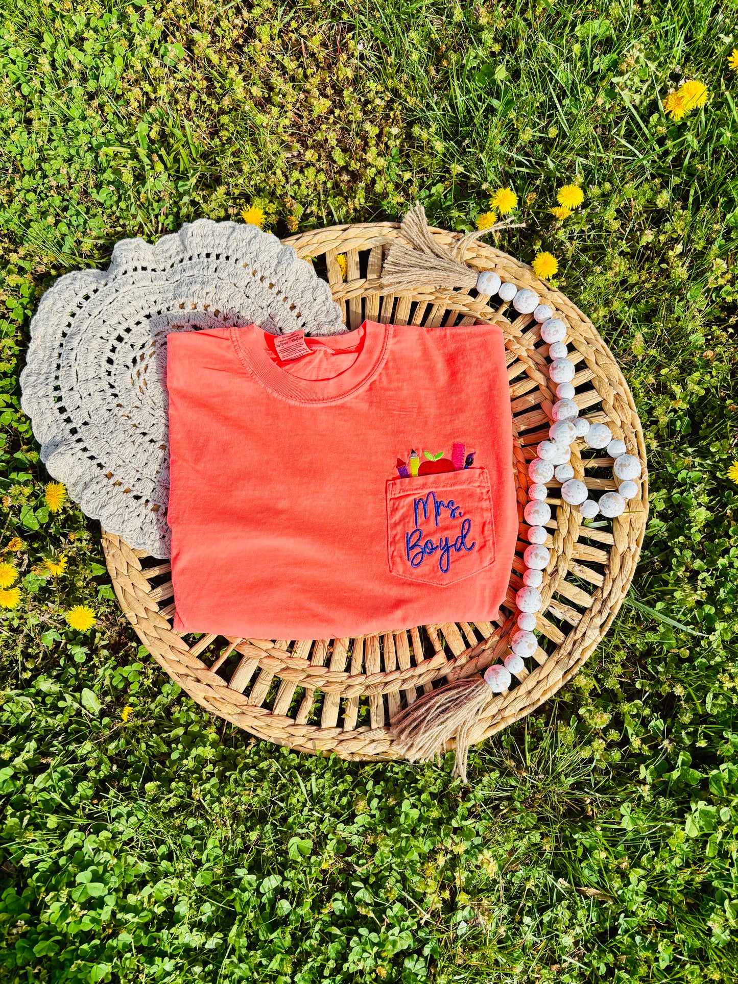 Teachers Embroidered Pocket T-Shirt