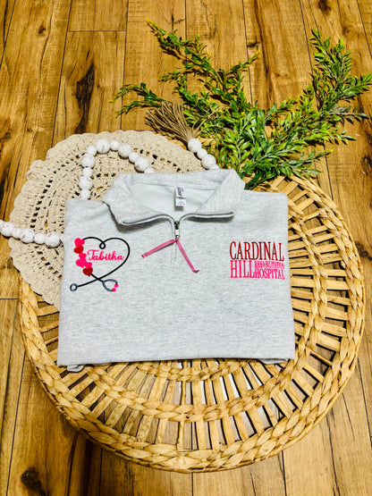 Stethoscope with hearts Embroidered quarter zip!