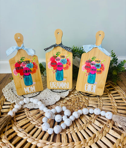 Floral arrangement family cutting board!