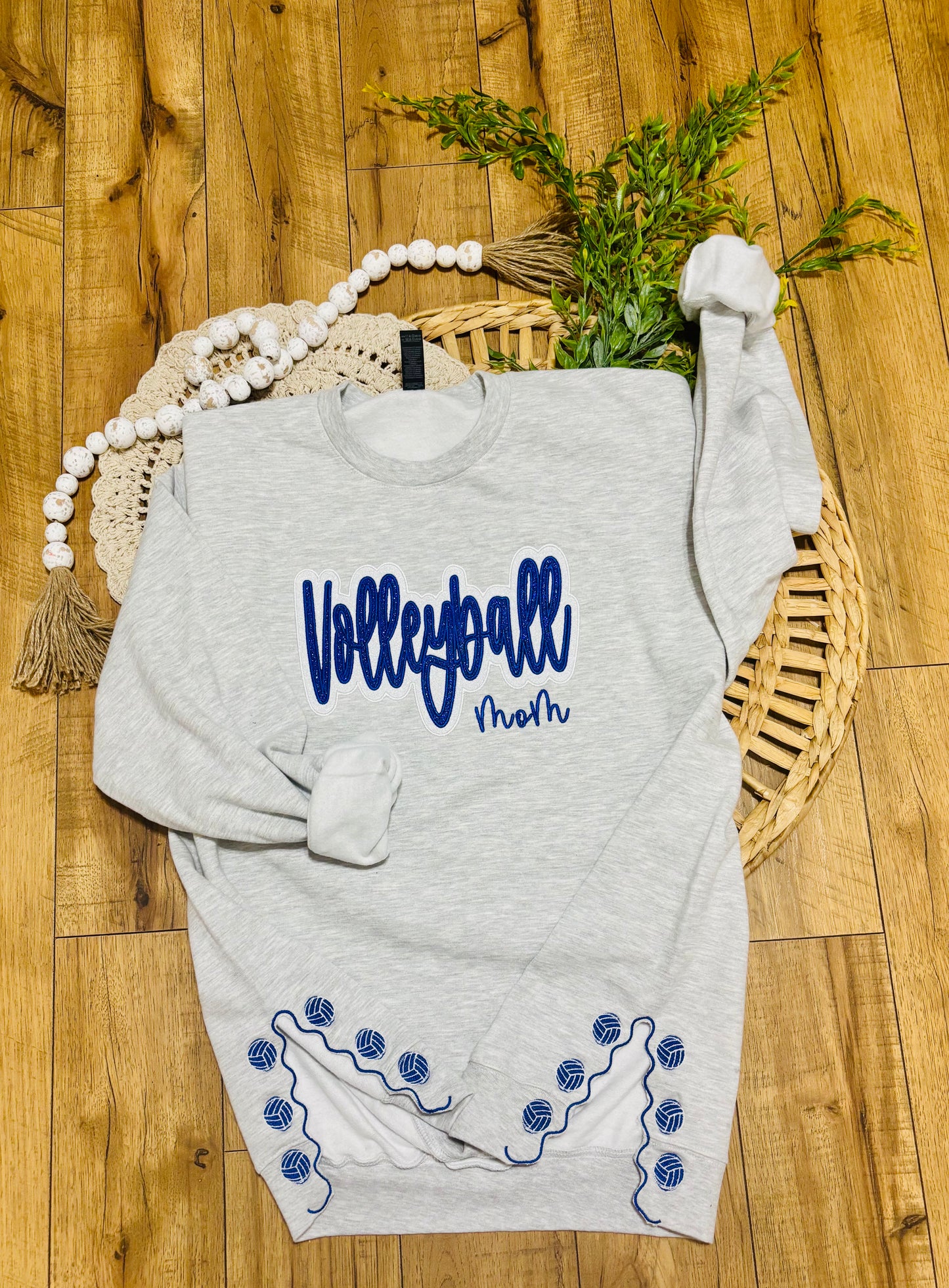 Volleyball Mom - Double Glitter Applique Embroidery (Side Cut out embroidery add on)