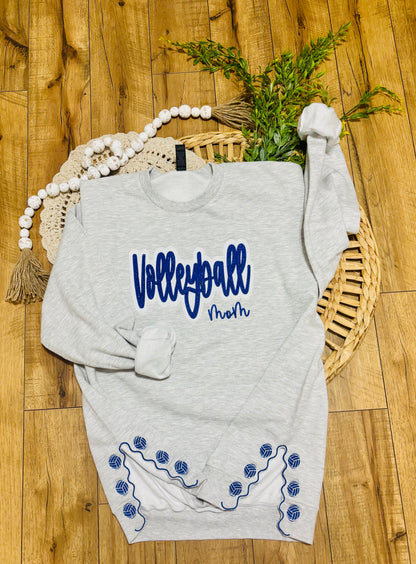 Volleyball Mom - Double Glitter Applique Embroidery (Side Cut out embroidery add on)