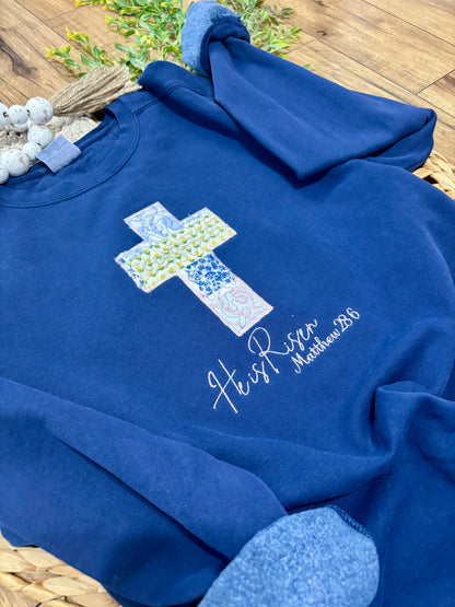 Handmade - Piecework quilted Cross - Embroidered