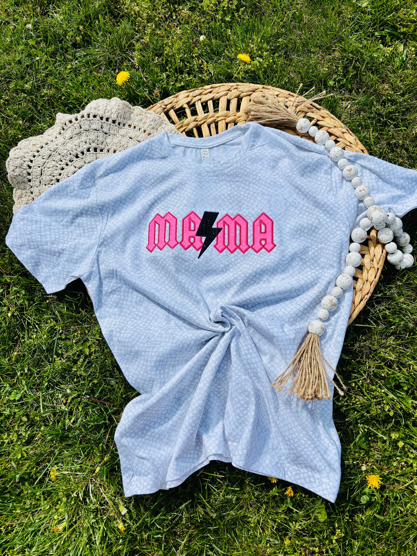 MAMA - Snake Skin Embroidered T-Shirt