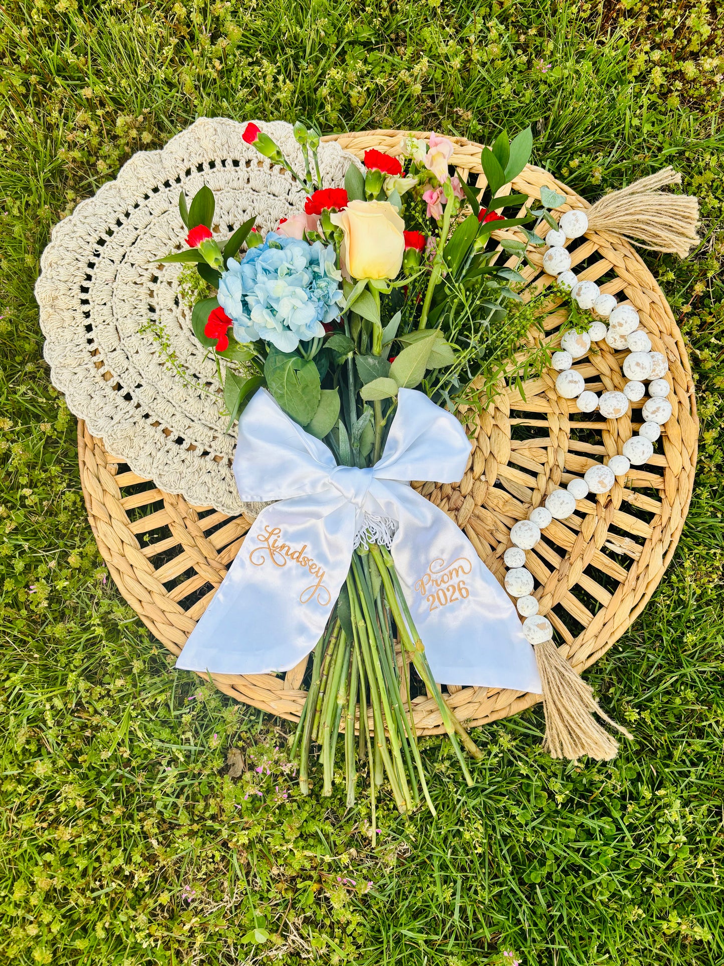 Prom Bouquet Sash - Embroidered