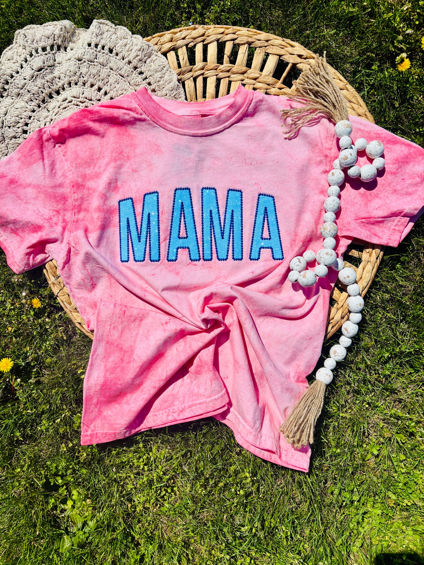 MAMA - Pink Tie Dye Embroidery