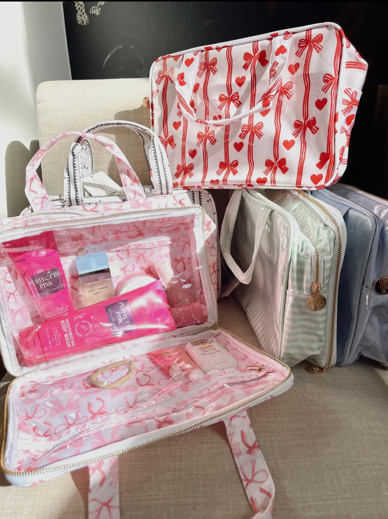 Large Clear Coat Toiletry Bag - Embroidered