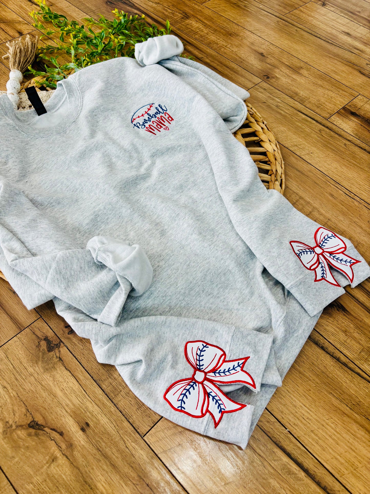 Baseball Mama Embroidered Crewneck - Side Cut outs