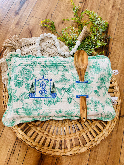Custom Quilted Casserole Dish Holder - Teal Pattern