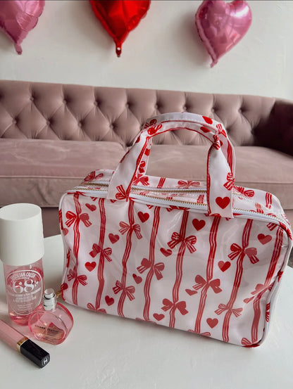 Large Clear Coat Toiletry Bag - Embroidered