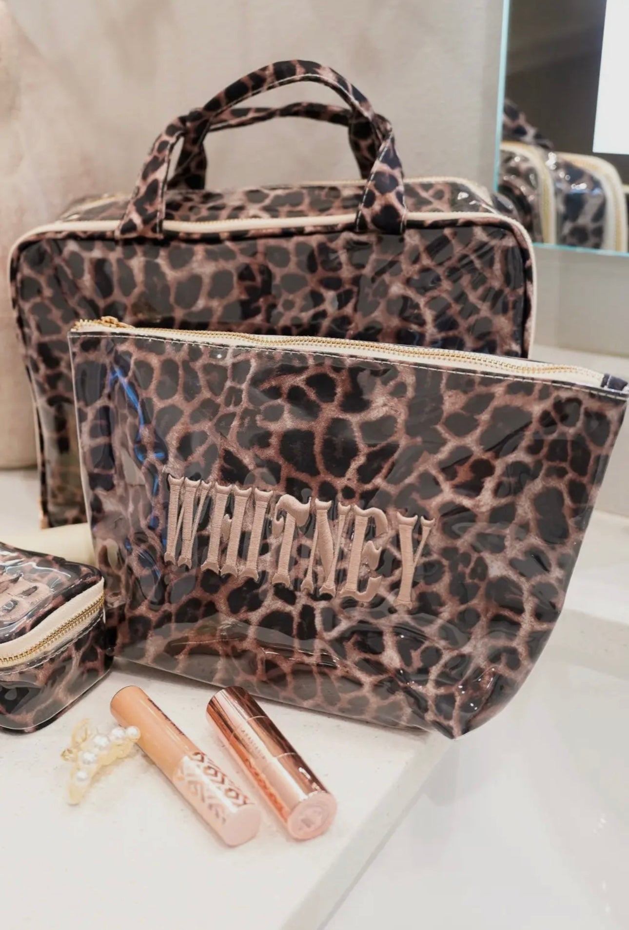 Clear Coat Small Toiletry Bag - Embroidered