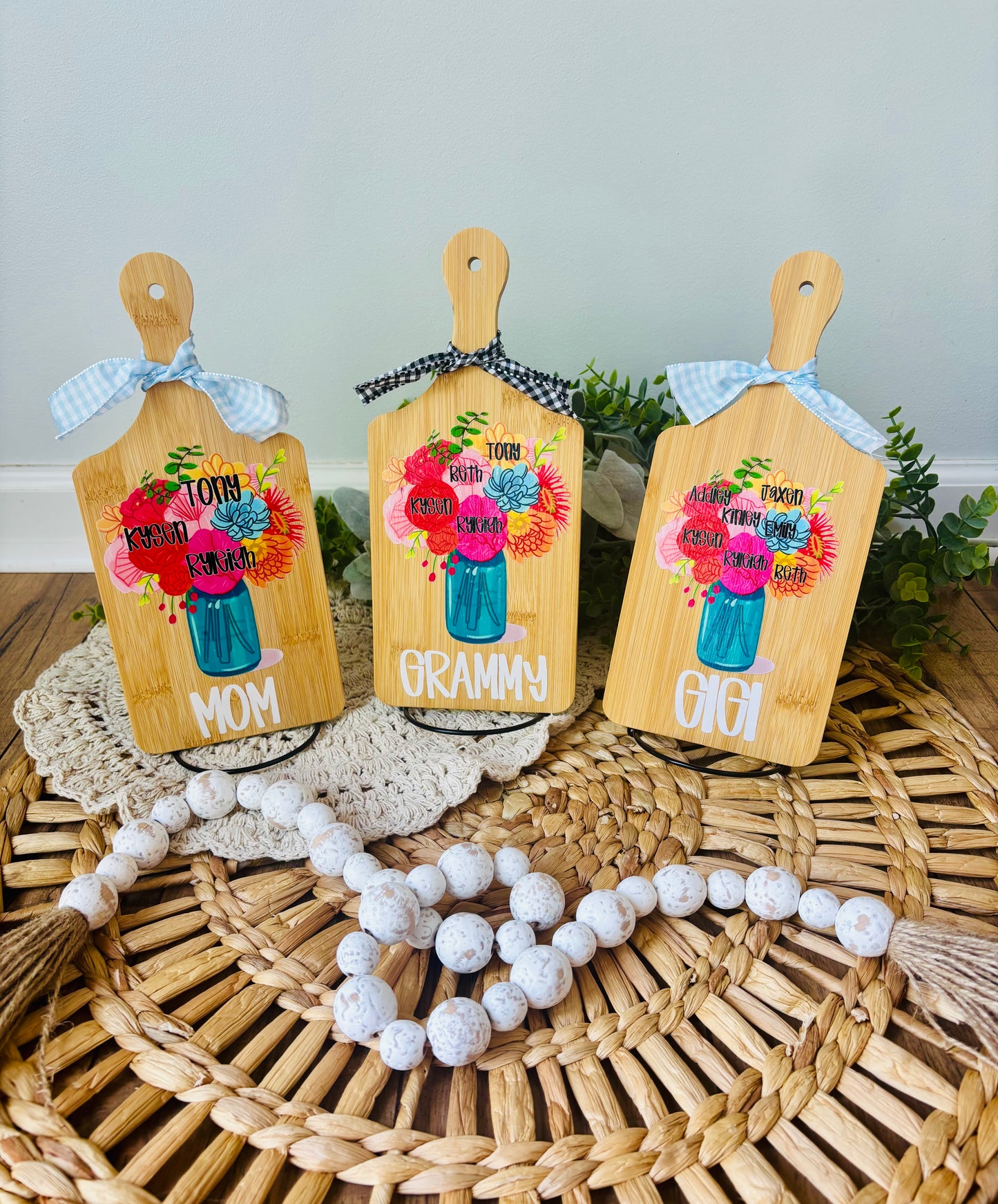 Floral arrangement family cutting board!