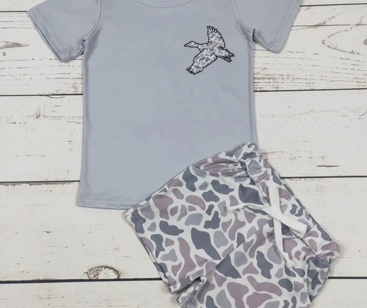 Boys Duck Camouflage Printed Shorts Set