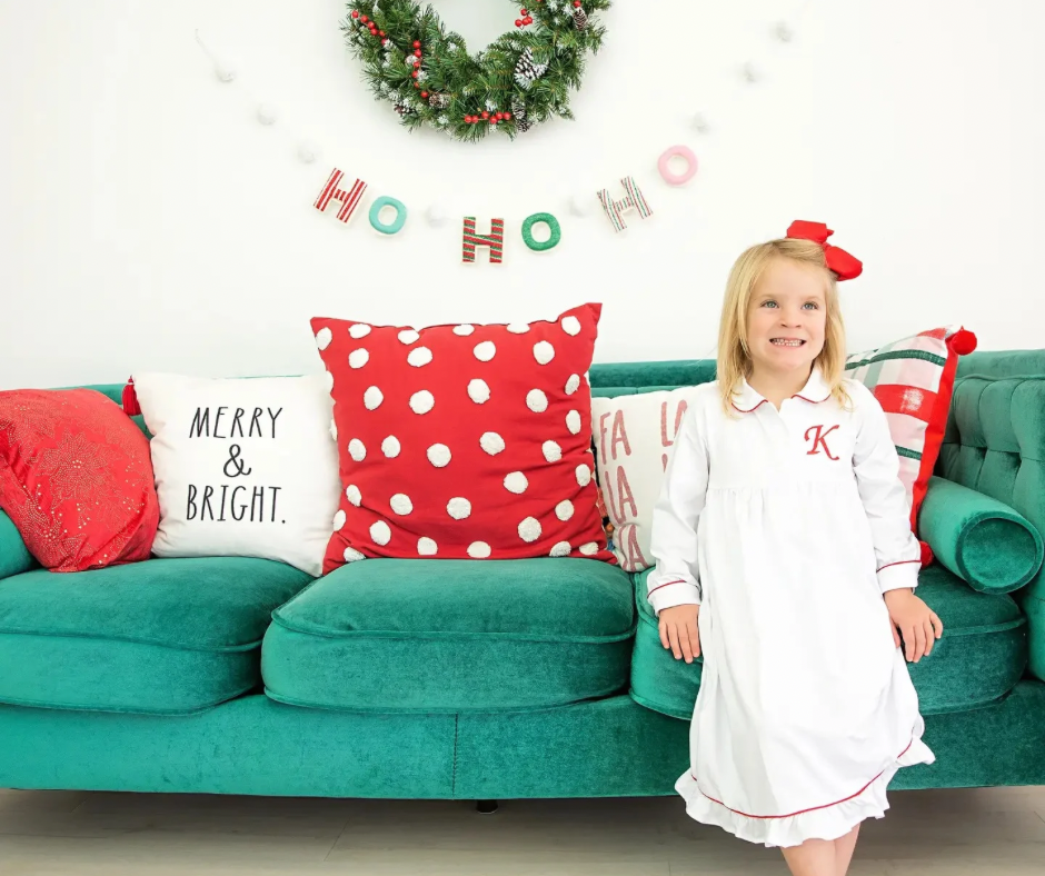 Girls Christmas Gown - Embroidered