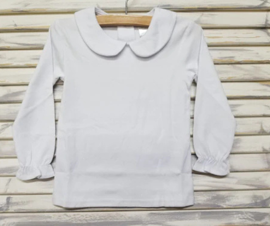 Girls Peter Pan Collar Long Sleeve - Embroidered designs