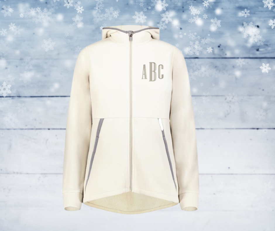 Fleece Jacket - Full zip, Hooded, Monogram - Embroidered