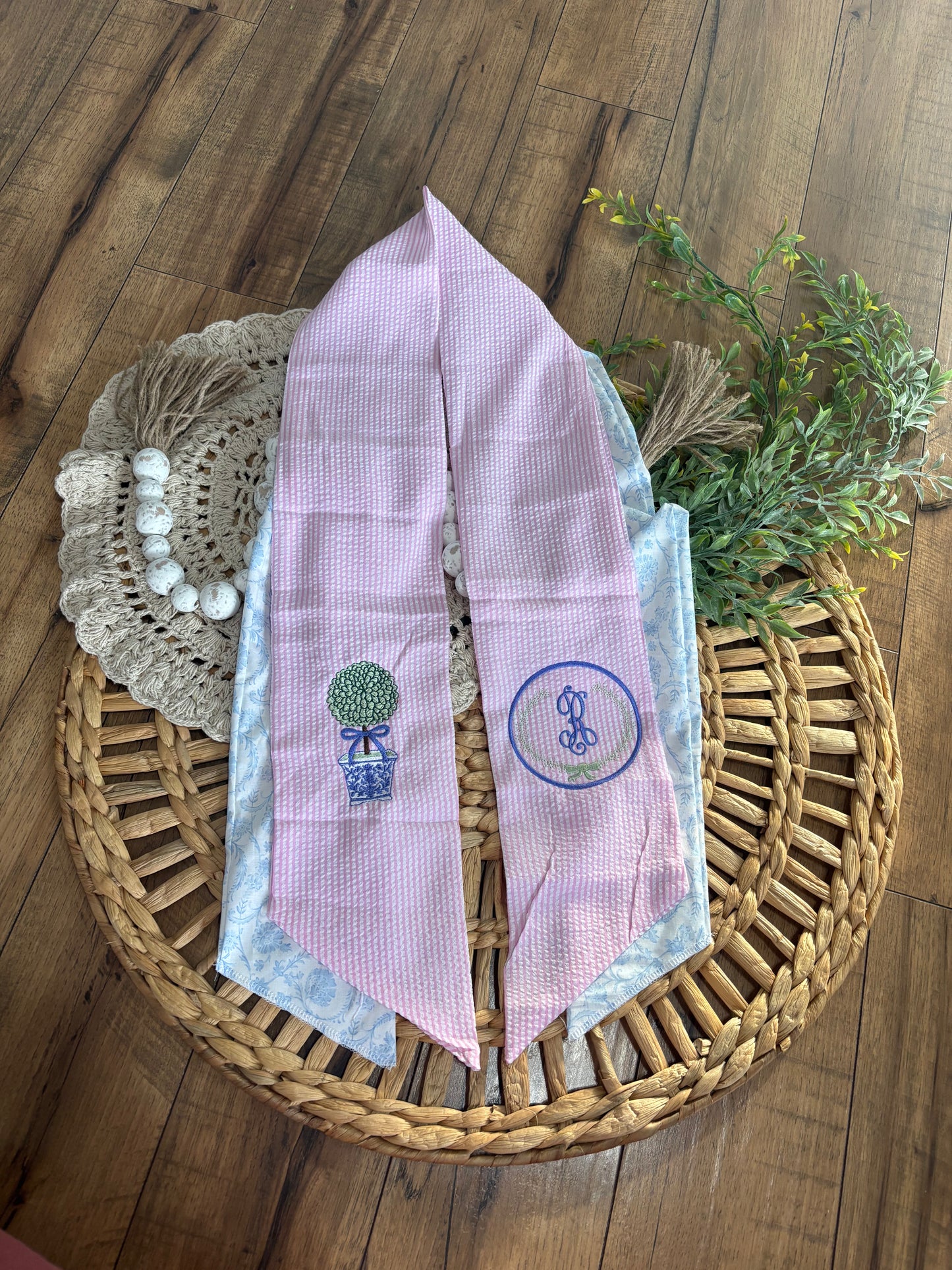 Spring Embroidered Wreath Sash