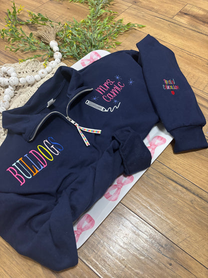Teacher Embroidered Quarter Zip