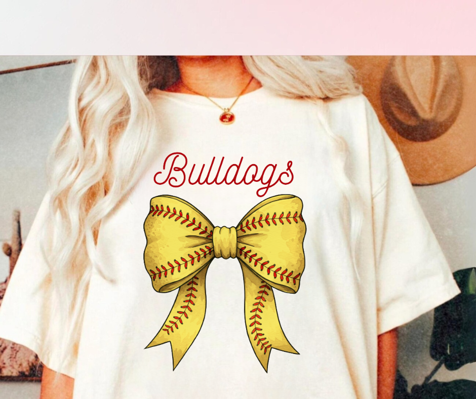 Bulldogs Softball Bow - Printed T shirt